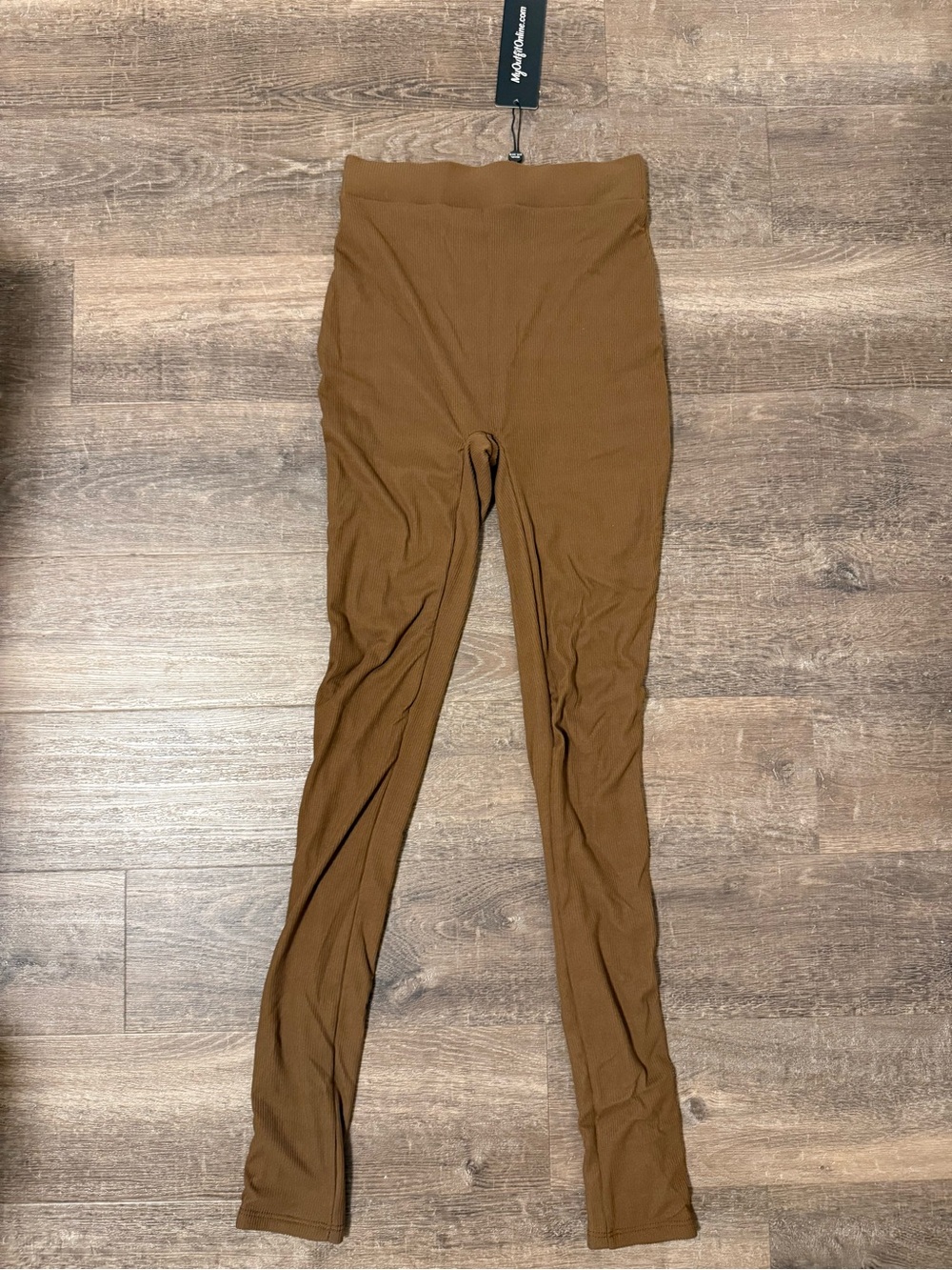 Brown ribbed leggings - size medium